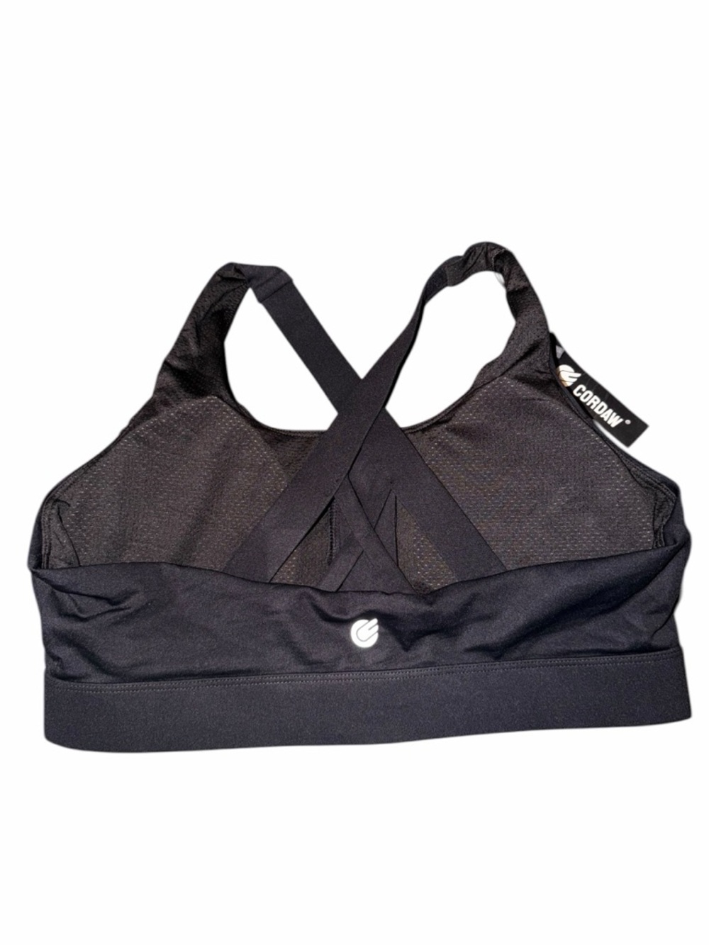 Cordaw Black Front-Zip Crossback Performance Sports Bra - Picture 2 of 3